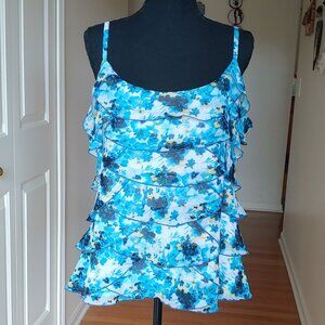 White House Black Market Tiered Ruffle Spaghetti Strap Top Size XL